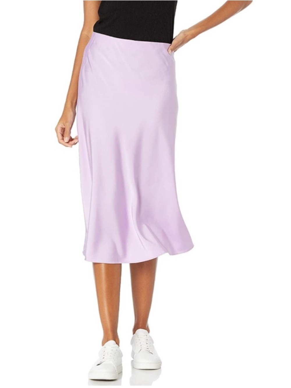 Lilac Satin Midi Skirt - Women's Soft Flow